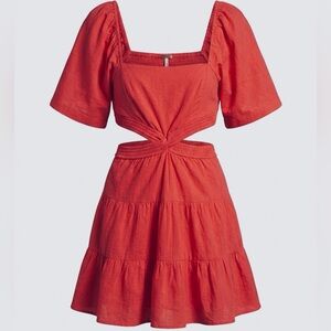 Free People cross of Sunlight Red Mini Dress